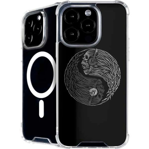 Liquid Blue Yin Yang Music Skulls iPhone 16 Pro MagSafe Case